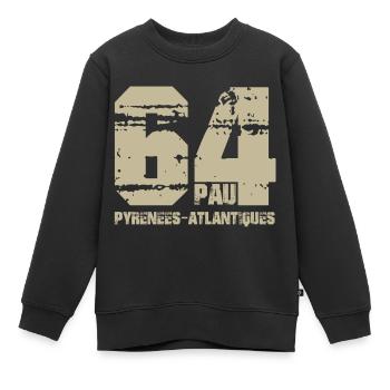 France Aquitaine Pyrénées Atlantiques 64 Pau - Sweat Premium enfant bio - noir - Devant - AI Model Kid Female (0cm)