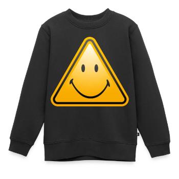 Smiley Shield - Sweat Premium enfant bio - noir - Devant - AI Model Kid Female (0cm)