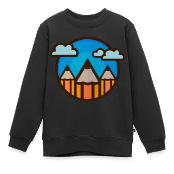 Stylos (paysage) 01 - Sweat Premium enfant bio - noir - Devant - AI Model Kid Female (0cm)