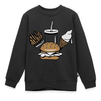 fast food menue ice cream - Sweat Premium enfant bio - noir - Devant - AI Model Kid Female (0cm)
