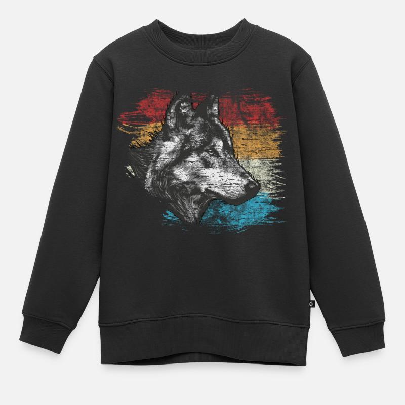 Wolf - Kinder Premium Organic Sweatshirt - Schwarz