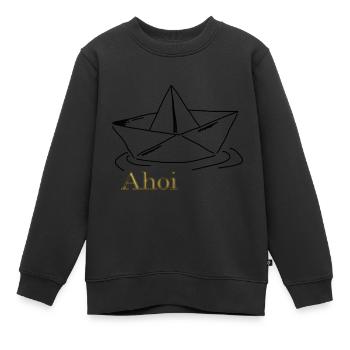 Ahoi Papierboot - Kinder Premium Organic Sweatshirt - Schwarz - Vorne - AI Model Kid Female (0cm)