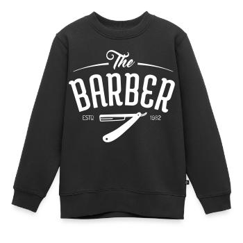 Le rasoir droit de style logo BARBER Shop Gillette - Sweat Premium enfant bio - noir - Devant - AI Model Kid Female (0cm)