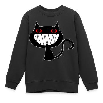 psycho cat - Kinder Premium Organic Sweatshirt - Schwarz - Vorne - AI Model Kid Female (0cm)