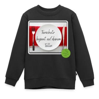 Tierschutz beginnt auf deinem Teller - Kinder Premium Organic Sweatshirt - Schwarz - Vorne - AI Model Kid Female (0cm)