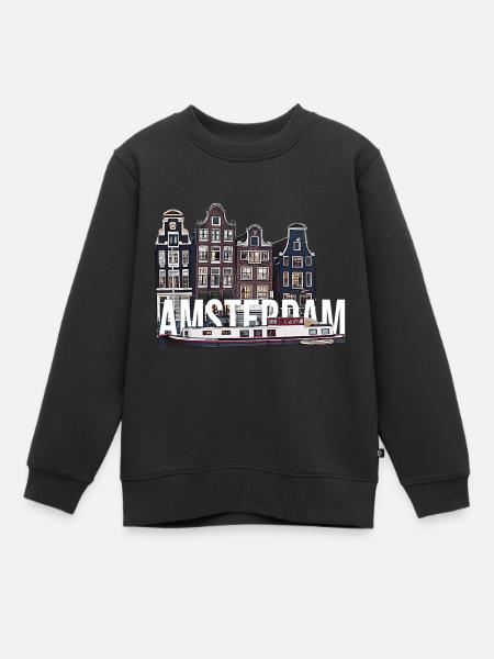 Amsterdam - Kinder Premium Organic Sweatshirt - Schwarz