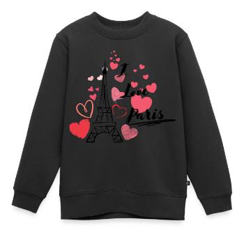 I love Paris. - Kinder Premium Organic Sweatshirt - Schwarz - Vorne - AI Model Kid Female (0cm)