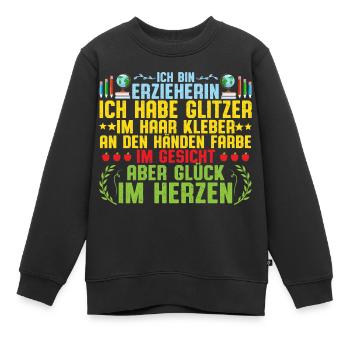 Ich bin Erzieherin im Kindergarten - Kinder Premium Organic Sweatshirt - Schwarz - Vorne - AI Model Kid Female (0cm)