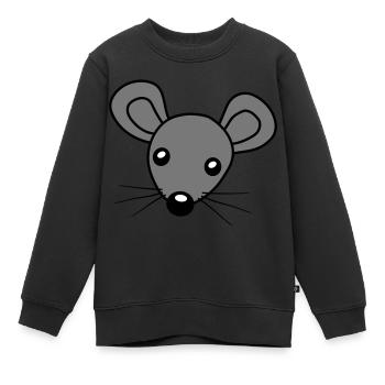Souris tête clipart - Sweat Premium enfant bio - noir - Devant - AI Model Kid Female (0cm)