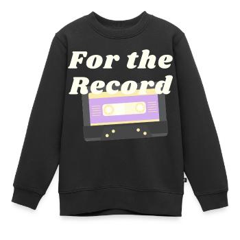 non binary for the record - Kids Premium Organic Sweatshirt - black - Front - AI Model Kid Female (0cm)