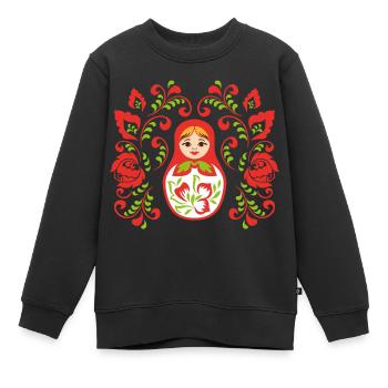 Matryochka cadeau URSS Russie poupée - Sweat Premium enfant bio - noir - Devant - AI Model Kid Female (0cm)