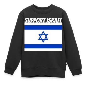 Support Israel - Kids Premium Organic Sweatshirt - black - Front - AI Model Kid Female (0cm)