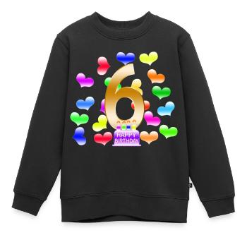Anniversaire 6ème - Sweat Premium enfant bio - noir - Devant - AI Model Kid Female (0cm)