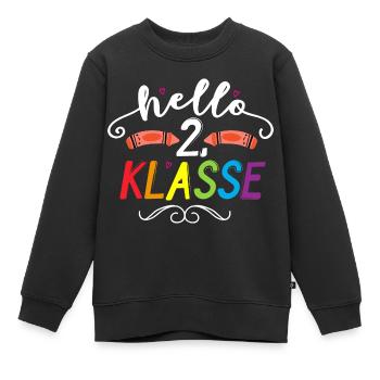 Hallo 2. Klasse Schulbeginn Schule Zweite Klasse - Kinder Premium Organic Sweatshirt - Schwarz - Vorne - AI Model Kid Female (0cm)