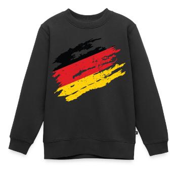 Deutschland Fahne Flagge Deutschlandflagge Kratzer - Kinder Premium Organic Sweatshirt - Schwarz - Vorne - AI Model Kid Female (0cm)