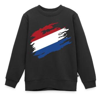 Niederlande Holland Flagge Kratzer - Kinder Premium Organic Sweatshirt - Schwarz - Vorne - AI Model Kid Female (0cm)