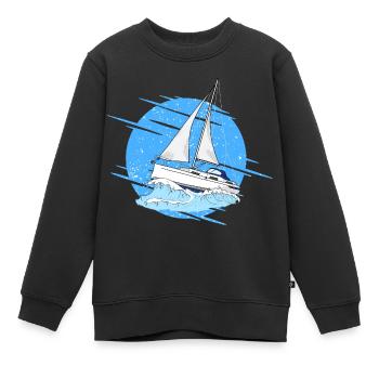 Segelboot - Kinder Premium Organic Sweatshirt - Schwarz - Vorne - AI Model Kid Female (0cm)