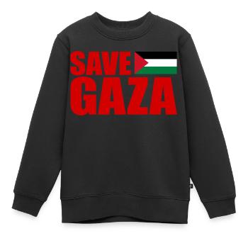 Save gaza - Sweat Premium enfant bio - noir - Devant - AI Model Kid Female (0cm)