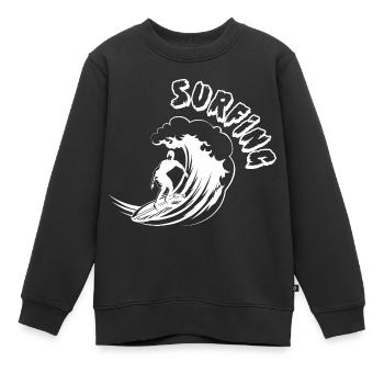 Vague Surf Surf Surf Surf Surfer - Sweat Premium enfant bio - noir - Devant - AI Model Kid Female (0cm)
