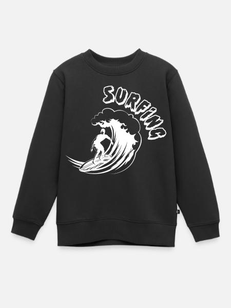 Vague Surf Surf Surf Surf Surfer - Sweat Premium enfant bio - noir