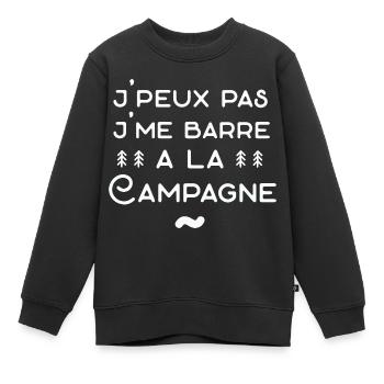 J'peux pas je me barre à la campagne cadeau fête - Sweat Premium enfant bio - noir - Devant - AI Model Kid Female (0cm)