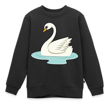 Schwan - Kinder Premium Organic Sweatshirt - Schwarz - Vorne - AI Model Kid Female (0cm)