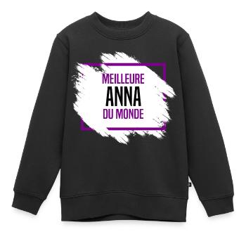 Anna - Sweat Premium enfant bio - noir - Devant - AI Model Kid Female (0cm)