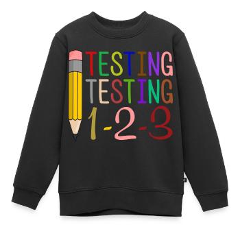 Test, Test, 1-2-3 Cadeau amusant - Sweat Premium enfant bio - noir - Devant - AI Model Kid Female (0cm)