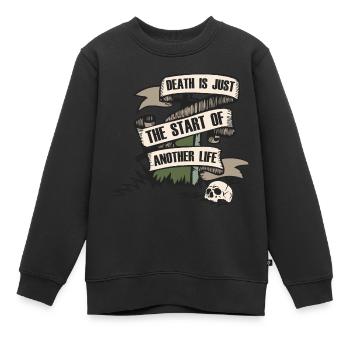 tombe banderole cimetiere citation crane tete de - Sweat Premium enfant bio - noir - Devant - AI Model Kid Female (0cm)
