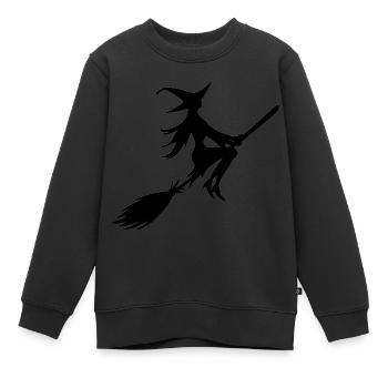 Hexe auf einem Besen Hexe mit Besen - Kinder Premium Organic Sweatshirt - Schwarz - Vorne - AI Model Kid Female (0cm)