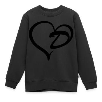 Lettre de cœur D - Sweat Premium enfant bio - noir - Devant - AI Model Kid Female (0cm)