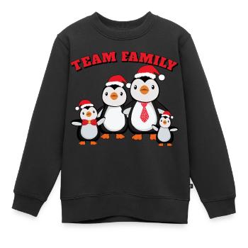 équipe famille pingouin famille conifère de Noël - Sweat Premium enfant bio - noir - Devant - AI Model Kid Female (0cm)