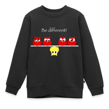 Be different - think different mit kleinen Eulen - Kinder Premium Organic Sweatshirt - Schwarz - Vorne - AI Model Kid Female (0cm)