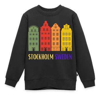 Stockholm Schweden, authentische Häuser aus der Altstadt - Kinder Premium Organic Sweatshirt - Schwarz - Vorne - AI Model Kid Female (0cm)