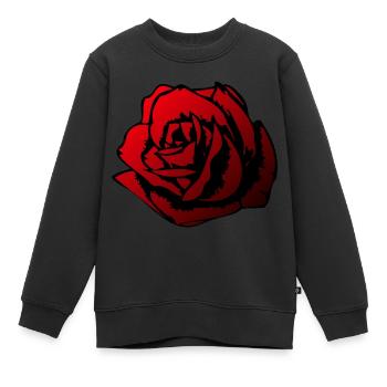 rose fleur - Sweat Premium enfant bio - noir - Devant - AI Model Kid Female (0cm)