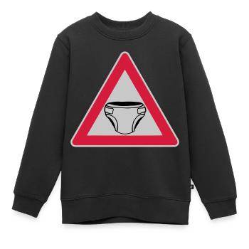 Caution Shield Couche - Sweat Premium enfant bio - noir - Devant - AI Model Kid Female (0cm)