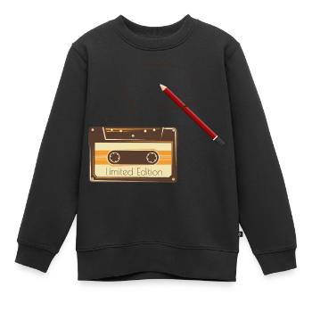 Kassette - Kinder Premium Organic Sweatshirt - Schwarz - Vorne - AI Model Kid Female (0cm)