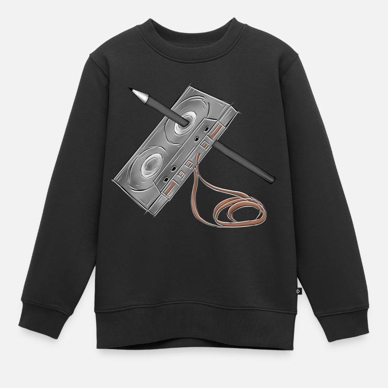 Kassette - Kinder Premium Organic Sweatshirt - Schwarz