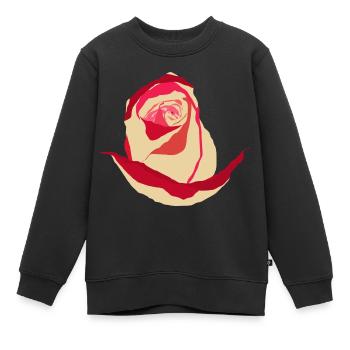 Rose rouge rose jaune, dessin - Sweat Premium enfant bio - noir - Devant - AI Model Kid Female (0cm)