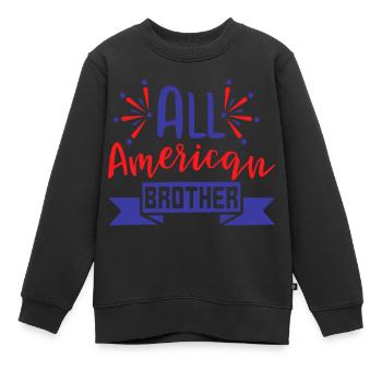 All american Brother - Kinder Premium Organic Sweatshirt - Schwarz - Vorne - AI Model Kid Female (0cm)