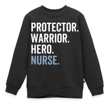 Protecteur Guerrier Héros Infirmière - Sweat Premium enfant bio - noir - Devant - AI Model Kid Female (0cm)