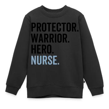 Protecteur Guerrier Héros Infirmière - Sweat Premium enfant bio - noir - Devant - AI Model Kid Female (0cm)