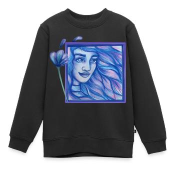 Déesse du vent Bleu - Sweat Premium enfant bio - noir - Devant - AI Model Kid Female (0cm)