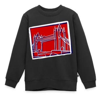 Tower Bridge Illustration - Kinder Premium Organic Sweatshirt - Schwarz - Vorne - AI Model Kid Female (0cm)