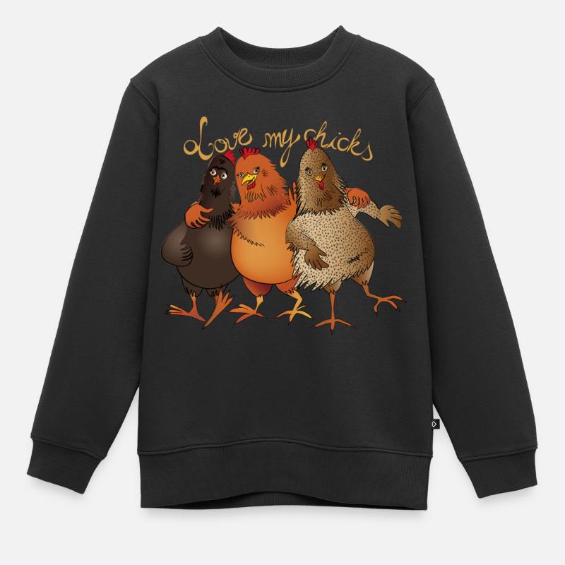 J’adore mes poules - Sweat Premium enfant bio - noir