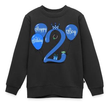 2 Ballon Garçon Anniversaire - Sweat Premium enfant bio - noir - Devant - AI Model Kid Female (0cm)