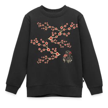 Fleurs Japonaises - Sweat Premium enfant bio - noir - Devant - AI Model Kid Female (0cm)