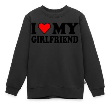 I love my girlfriend - Kinder Premium Organic Sweatshirt - Schwarz - Vorne - AI Model Kid Female (0cm)