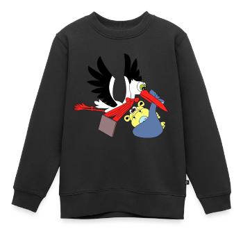 storch baby nilpferd hippo klapperstorch geburt - Kinder Premium Organic Sweatshirt - Schwarz - Vorne - AI Model Kid Female (0cm)