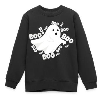 "BOO" Halloween Geist - Kinder Premium Organic Sweatshirt - Schwarz - Vorne - AI Model Kid Female (0cm)